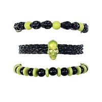 Multi-Pack and Black Beaded Skull Bracelets
