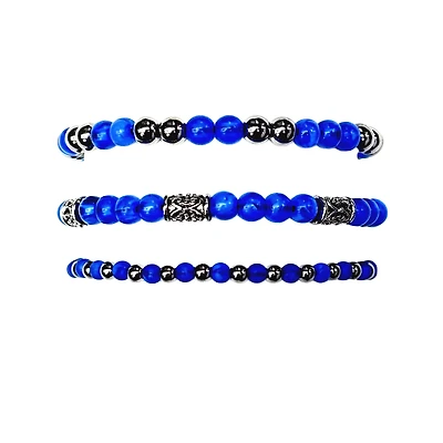 Multi-Pack Black and Blue Beaded Bracelets - 3 Pack