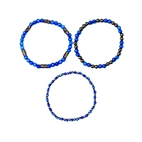 Multi-Pack Black and Blue Beaded Bracelets - 3 Pack