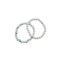 White Marble Long Distance Bracelets - 2 Pack