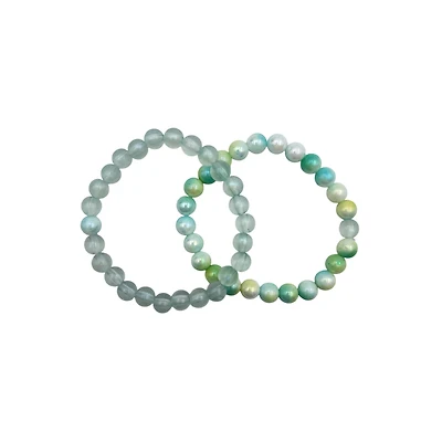 Blue and Green Long Distance Beaded Bracelets – 2 Pack