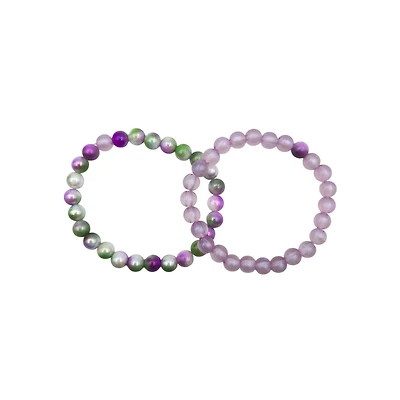 Purple Marble Long Distance Bracelet - 2 Pack