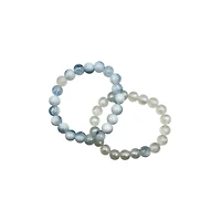 Iridescent Blue and Gray Long Distance Bracelets - 2 Pack