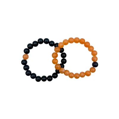 Black and Orange Long Distance Beaded Bracelets - 2 Pack