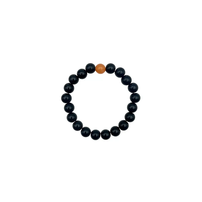 Black and Orange Long Distance Beaded Bracelets - 2 Pack
