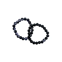 Black and Purple Marble Long Distance Beaded Bracelets - 2 Pack