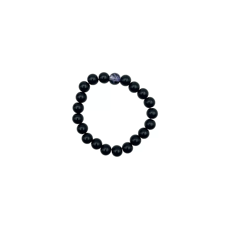 Black and Purple Marble Long Distance Beaded Bracelets - 2 Pack