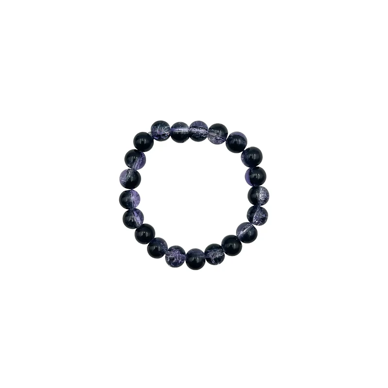 Black and Purple Marble Long Distance Beaded Bracelets - 2 Pack