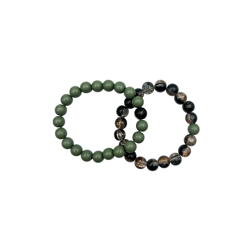 Green Marble Long Distance Beaded Bracelets – 2 Pack
