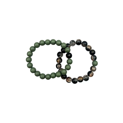 Green Marble Long Distance Beaded Bracelets – 2 Pack
