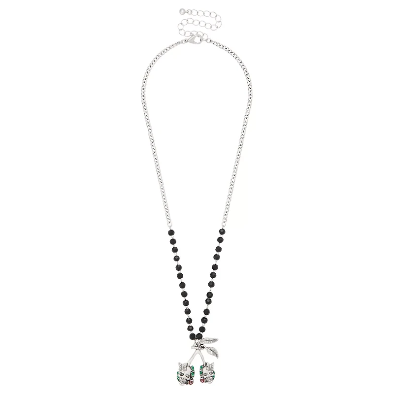 Cherry Skull Beaded Chain Necklace