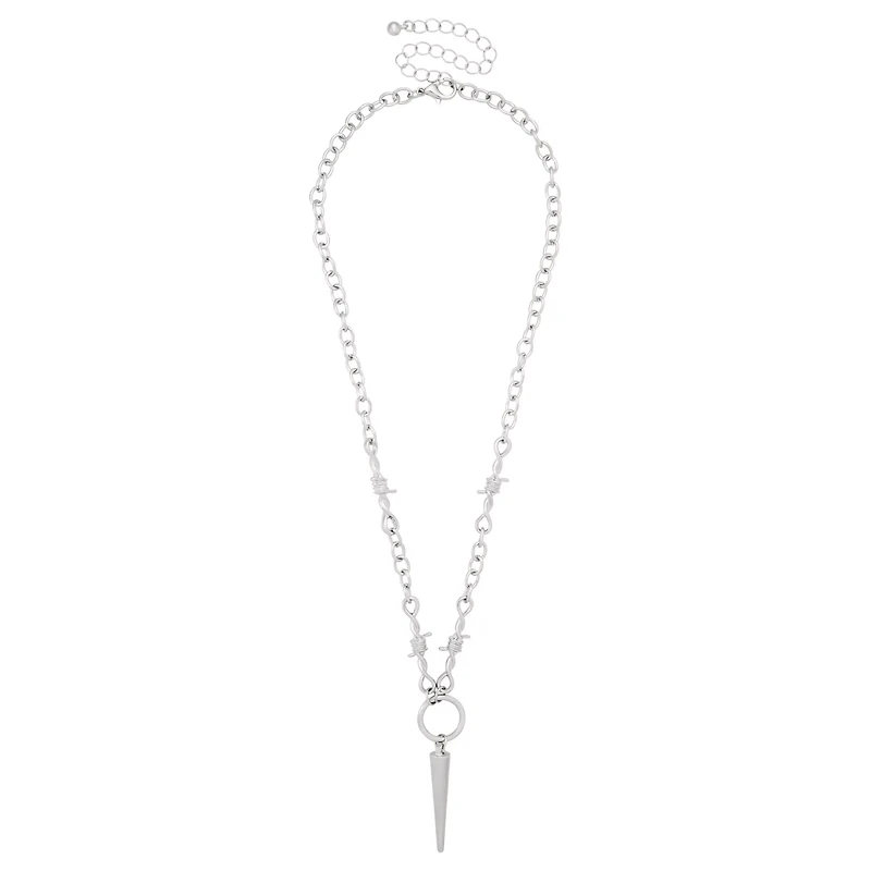 Spike Pendant Barbed Wire Chain Necklace