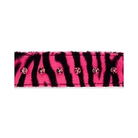 Pink Zebra Print Faux Fur Spiked Cuff Bracelet