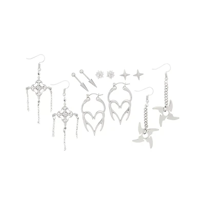 Multi-Pack Cyber Heart Spike Earrings - 6 Pair