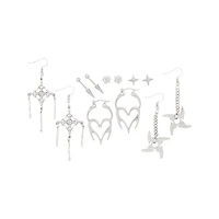 Multi-Pack Cyber Heart Spike Earrings - 6 Pair