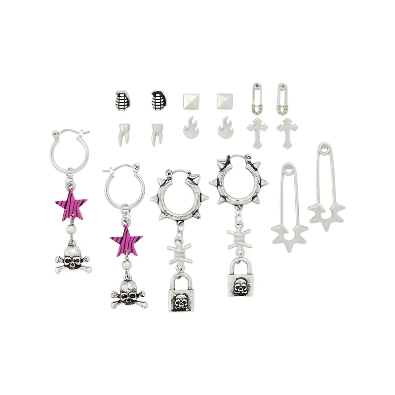 Multi-Pack Pin and Lock Earrings - 9 Pair