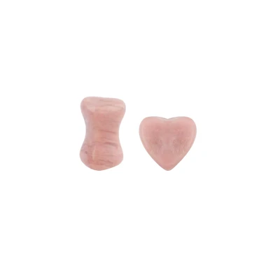 Pink Heart Mahogany Stone Plugs