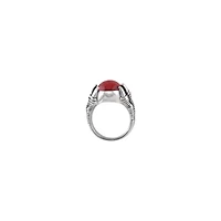 Red Stone Claws Silver-Tone Ring