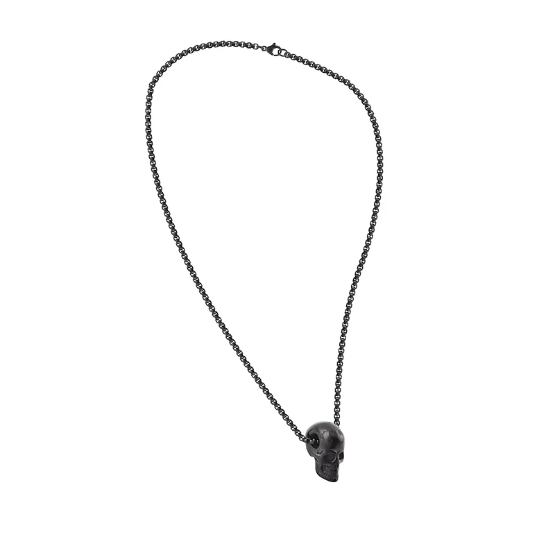 Black Skull and Chain Link Necklace