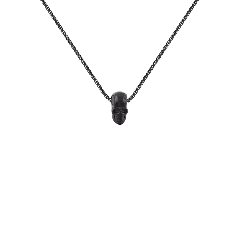 Black Skull and Chain Link Necklace
