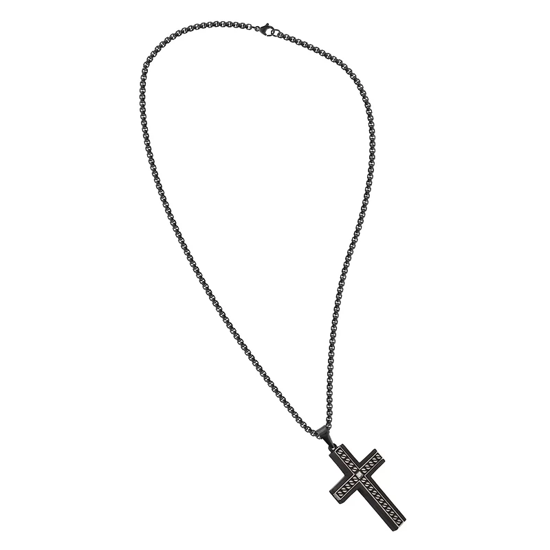 Black Cross Thick Chain Necklace