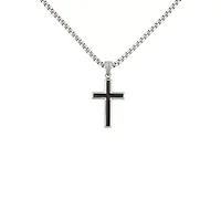 Black on Silver-Tone Cross Chain Necklace