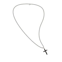 Black on Silver-Tone Cross Chain Necklace