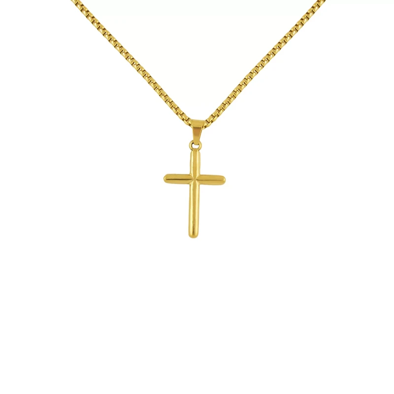 Gold-Tone Cross Pendant Chain Necklace