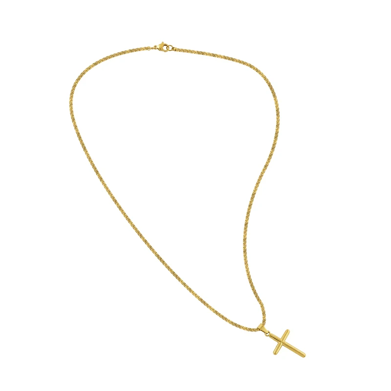 Gold-Tone Cross Pendant Chain Necklace