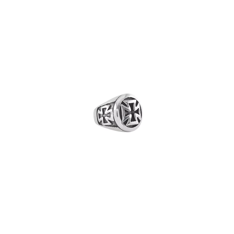 Silvertone Iron Cross Ring