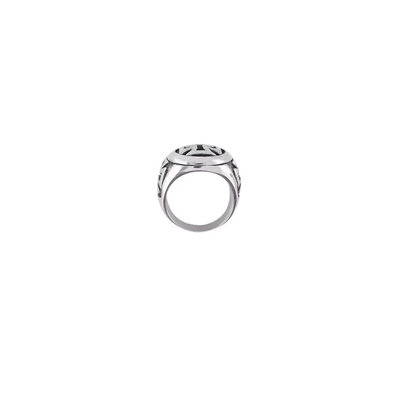 Silvertone Iron Cross Ring