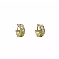 CZ Greek Gold-Plated Huggie Hoop Earrings - 18 Gauge