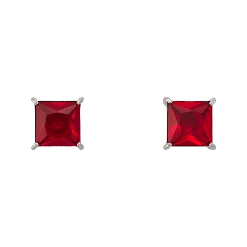 CZ Square Stud Earrings