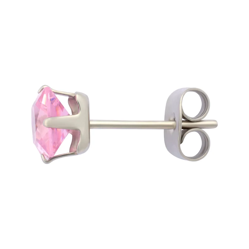 Multi-Pack Pink CZ Square Stud Earrings 3 Pairs - 20 Gauge