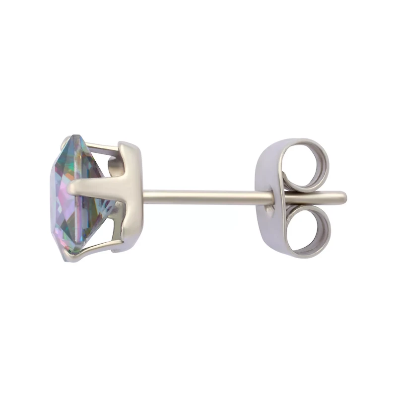 Multi-Pack Vitrail CZ Square Stud Earrings 3 Pairs - 20 Gauge