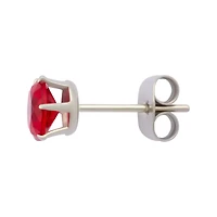 Multi-Pack Red CZ Round Stud Earrings 3 Pairs - 20 Gauge