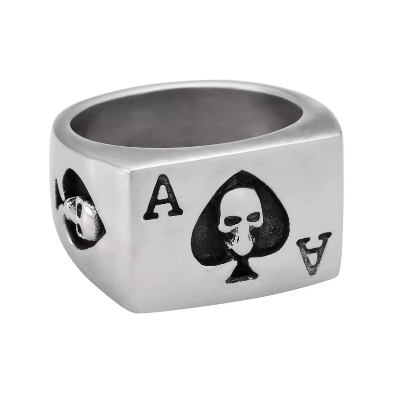 Ace of Spades Skull Signet Ring