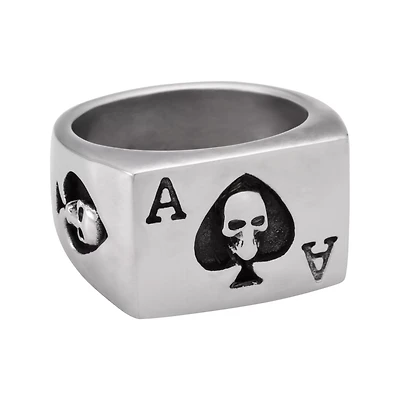Ace of Spades Skull Signet Ring