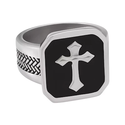 Black Cross Signet Ring