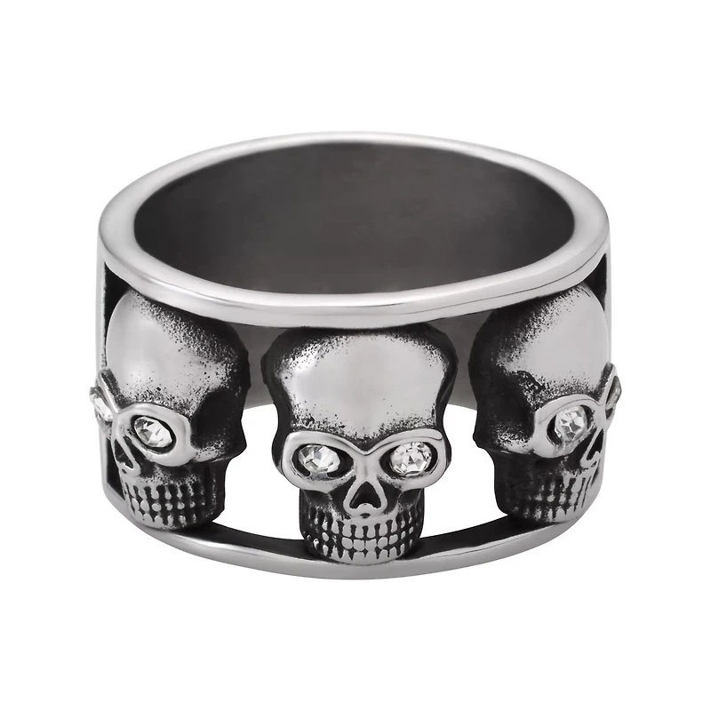 Clear CZ Skull Band Ring