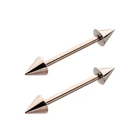Silvertone Spiked Internally Threaded Nipple Barbells - 14 Gauge