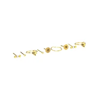 Multi-Pack Round CZ Goldtone Sunflower Nose Rings 9 Pack - 20 Gauge