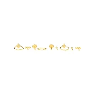 Multi-Pack Round CZ Goldtone Sunflower Nose Rings 9 Pack - 20 Gauge