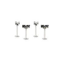 Multi-Pack Clear CZ and Black Bow Labret Rings 4 Pack - 16 Gauge