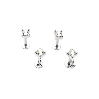 Multi-Pack Clear CZ Square Dangle Labret Rings 4 Pack - 16 Gauge