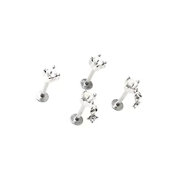 Multi-Pack Clear CZ Square Dangle Labret Rings 4 Pack - 16 Gauge