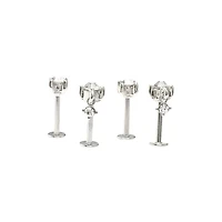 Multi-Pack Clear CZ Square Dangle Labret Rings 4 Pack - 16 Gauge