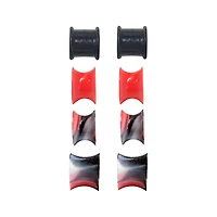 Multi-Pack Black and Red Marbled Silicone Gothic Coffin Tunnels - 4 Pair