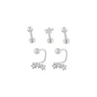 Multi-Pack CZ Star Labret and Lippy Loop Lip Rings 5 Pack - 16 Gauge