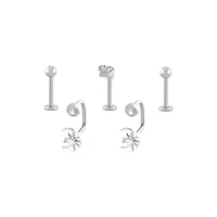 Multi-Pack CZ Moon Labret and Lippy Loop Lip Rings 5 Pack - 16 Gauge